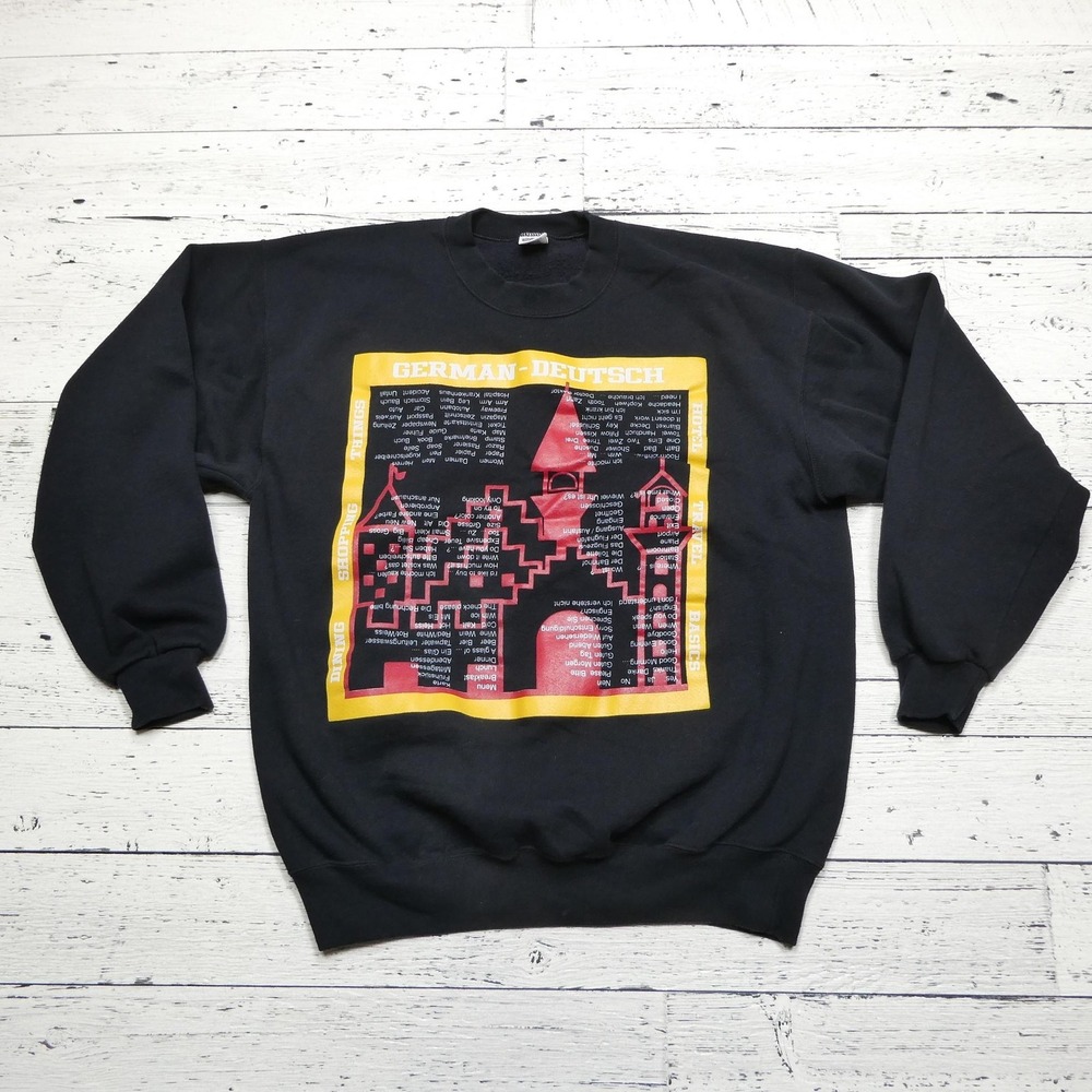 Vintage Soffe Sweatshirt Mens‎ Large German Deutsch Travel Graphic 90s Crewneck